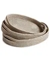 Napa Home & Garden Set Of 3 Burma Rattan Oval Serving Trays In Gray