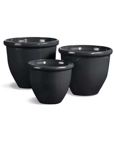 Napa Home & Garden Set Of 3 Glazelite Garden Pots In Gray