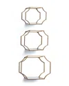 Napa Home & Garden Hudson Mirrored Wall Shelves Set Of 3 In Gold