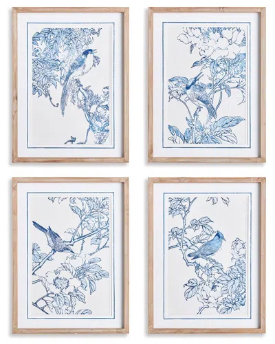 Napa Home & Garden Set Of 4 Monochromatic Bird Study In Beige