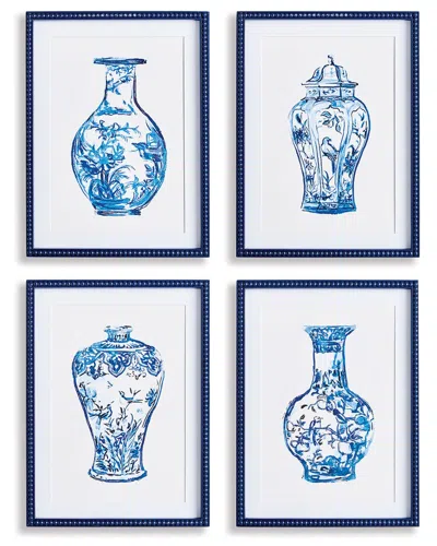 Napa Home & Garden Set Of 4 Ornamental Urns In Blue In Navy
