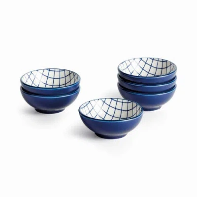 Napa Home & Garden Stria Grid Dip Bowls, Set Of 6 In Blue