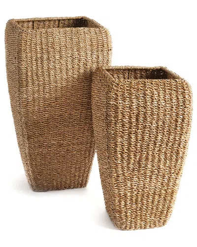 Napa Home & Garden Tall Square Seagrass Planters In Beige