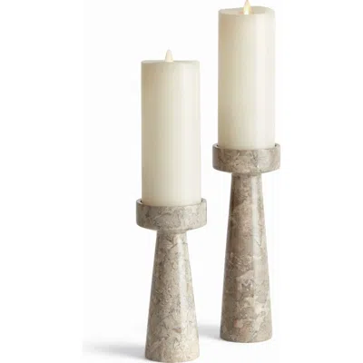 Napa Home & Garden Terrene Candle Stands, Set Of 2 In Gray