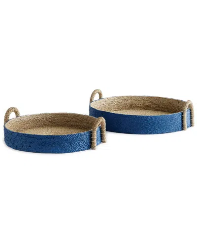 Napa Home & Garden Tiana Seagrass Round Baskets In Blue