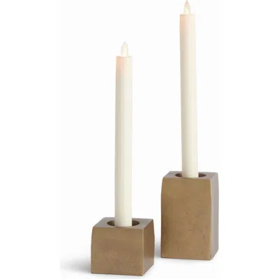 Napa Home & Garden Trace Black Aluminum Candleholders Set Of 2 In Brown