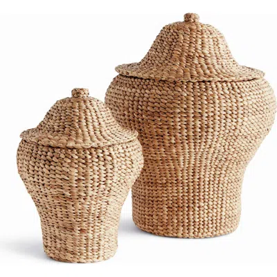 Napa Home & Garden Water Hyacinth Ginger Jars, Set Of 2 In Brown