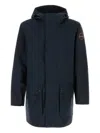 Napapijri Long Length Windbreaker With Hood And Pockets In Blue