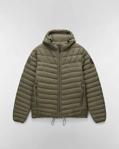 Napapijri A-lapaz Mens Hooded Puffer Jacket In Green