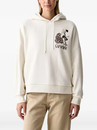 Napapijri Aral Drawstring Hoodie In White