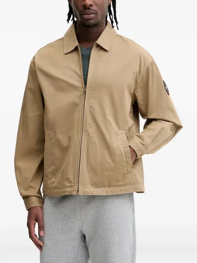 Napapijri Arrayanes Logo-patch Zip-up Jacket In Neutral