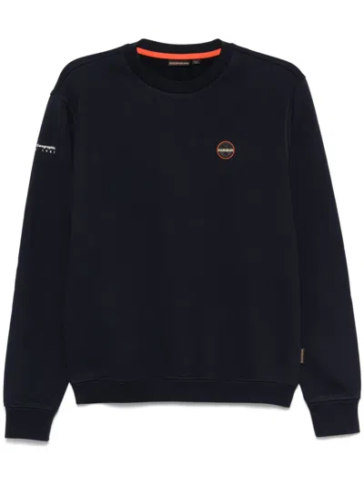 Napapijri Mens Bollo Badge Crewneck Sweatshirt In Navy Fabric