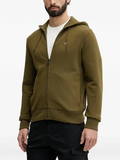 Napapijri Balis Zip-up Drawstring Hoodie In Green