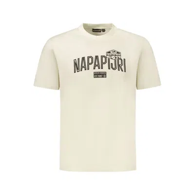 Napapijri Beige Cotton Men T-shirt In Neutral