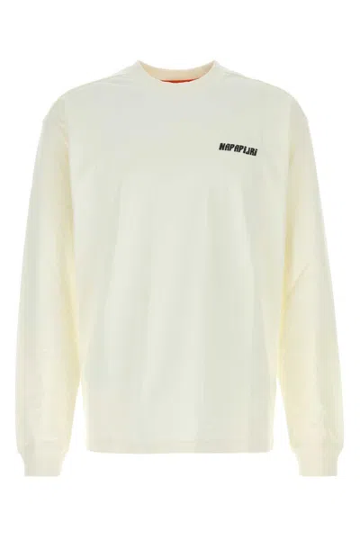NAPAPIJRI BEIGE ROUND NECK GRAPHIC SWEATSHIRT