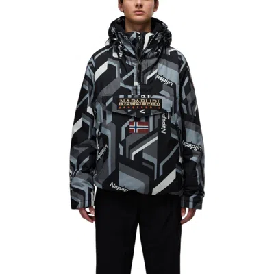 Napapijri Bicolor Recycled Polyester Shell Jacket In Black