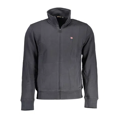 Napapijri Black Cotton Men Sweater With Zip And Pockets