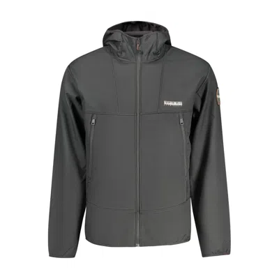 Napapijri Black Polyester Shell Jacket In Green