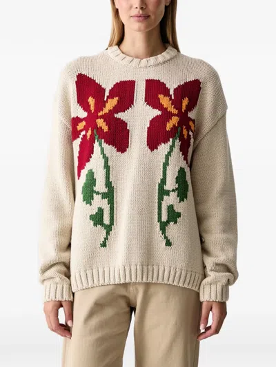 Napapijri Bloom Floral-intarsia Sweater In Neutral