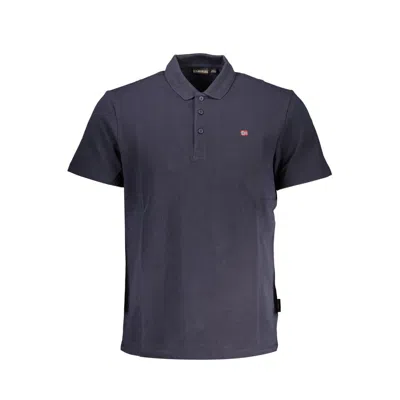 Napapijri Blue Cotton Men Polo Shirt In Black