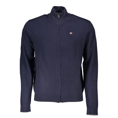 Napapijri Quarter-zip Logo-patch Sweater In Blue