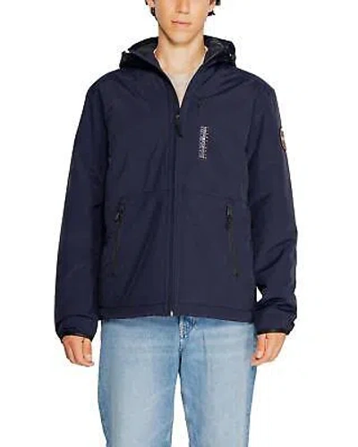 Pre-owned Napapijri Blue Plain Zip Jacket With Front Pockets - Jackets -size M