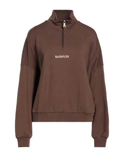 Napapijri B-pdf Hz Woman Sweatshirt Brown Size Xl Cotton