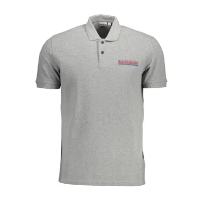 Napapijri Brown Cotton Men Polo Shirt In Gray