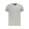 Napapijri Embroidered Logo Gray Cotton T-shirt