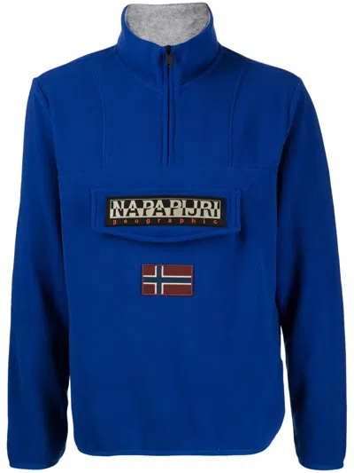 Napapijri Burgee Half Zip Logo-appliqué Sweatshirt In Blue