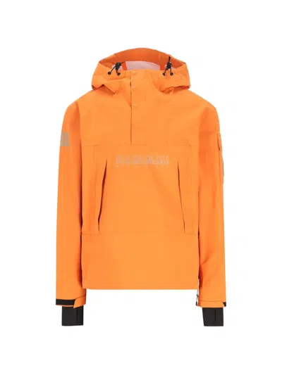 Napapijri Button Hooded Ski Jacket In Orange