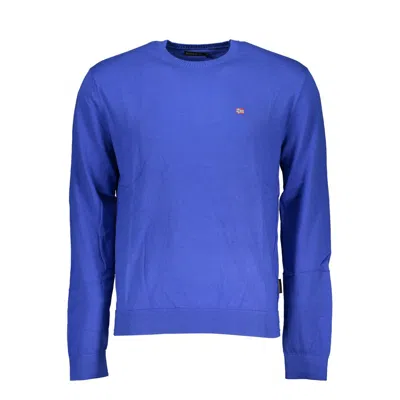 NAPAPIJRI CHIC BLUE CREW NECK EMBROIDERED SWEATER