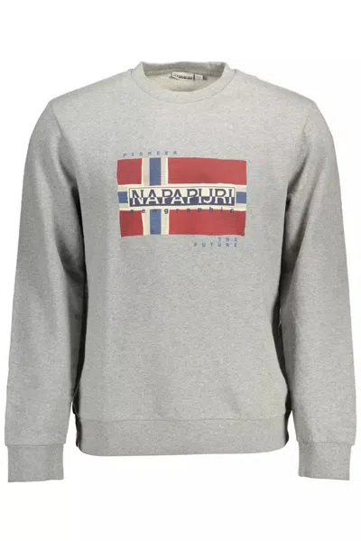 Napapijri Chic Cotton Sweatshirt With Iconic Men's Print In Grey