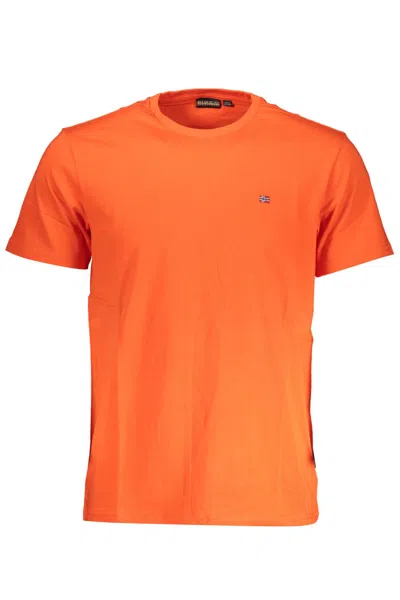Napapijri Chic Red Embroidered Logo Tee In Orange