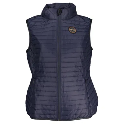 Napapijri Chic Sleeveless Zip Vest With Contrast Women's Details In Blue