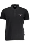 Napapijri Classic Black Embroidered Polo Shirt In Black