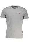 Napapijri Classic Gray Cotton Tee With Signature Print In Grey