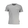 Napapijri Classic Gray Cotton Tee With Signature Print In Gray