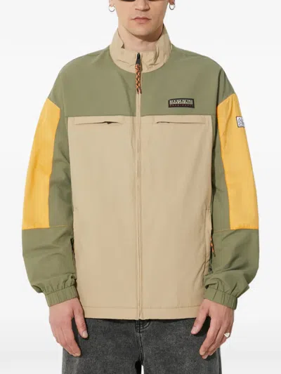 Napapijri Colourblock Logo-patch Jacket In Neutral