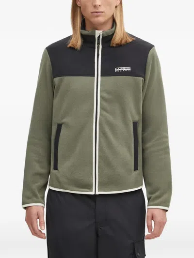Napapijri Colourblock Zip-up Sweatshirt In Green