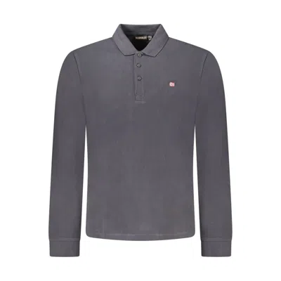 Napapijri Black Cotton Men Polo Shirt In Gray