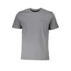 Napapijri Embroidered Logo Gray Cotton T-shirt In Grey