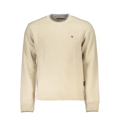 Napapijri Crew Neck Embroide Men's Sweater In Beige