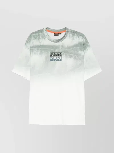 Napapijri Crew Neck Graphic Print Short Sleeves Straight Hem In Green