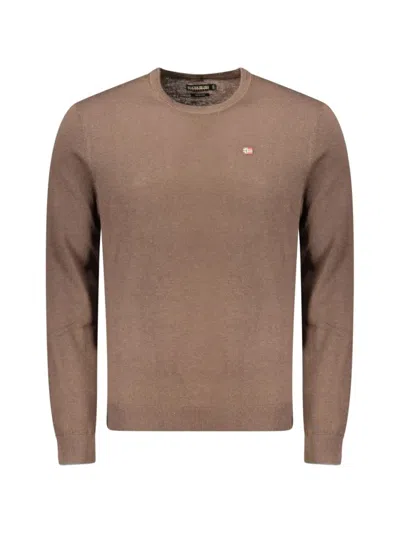 Napapijri Damavand Logo-patch Wool Sweater In Brown