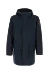 Napapijri Long Length Windbreaker With Hood And Pockets In Blue