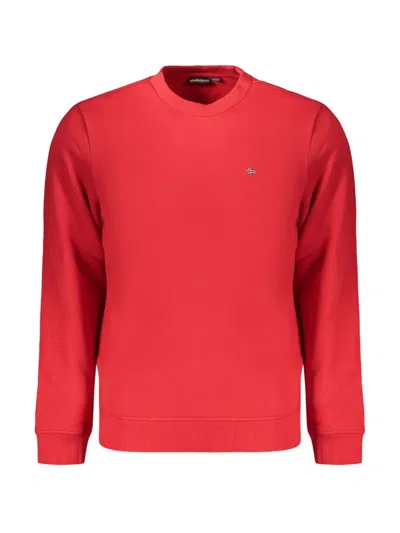 Napapijri Droz Logo-embroidered Cotton Sweater In Red