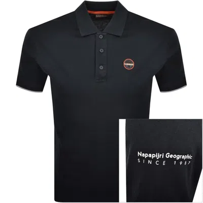 Napapijri E Badge Short Sleeve Polo T Shirt Black