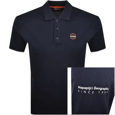 Napapijri E Badge Short Sleeve Polo T Shirt Navy