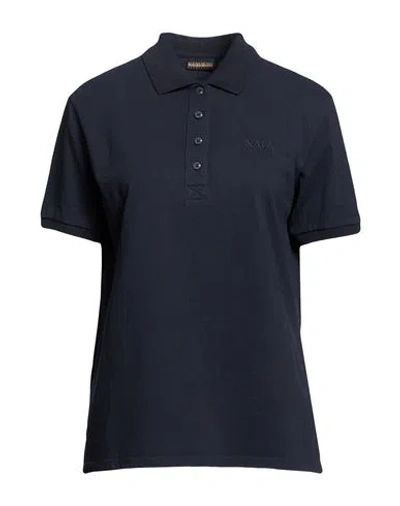 Napapijri E-dini Ss W Woman Polo Shirt Midnight Blue Size Xl Cotton, Elastane